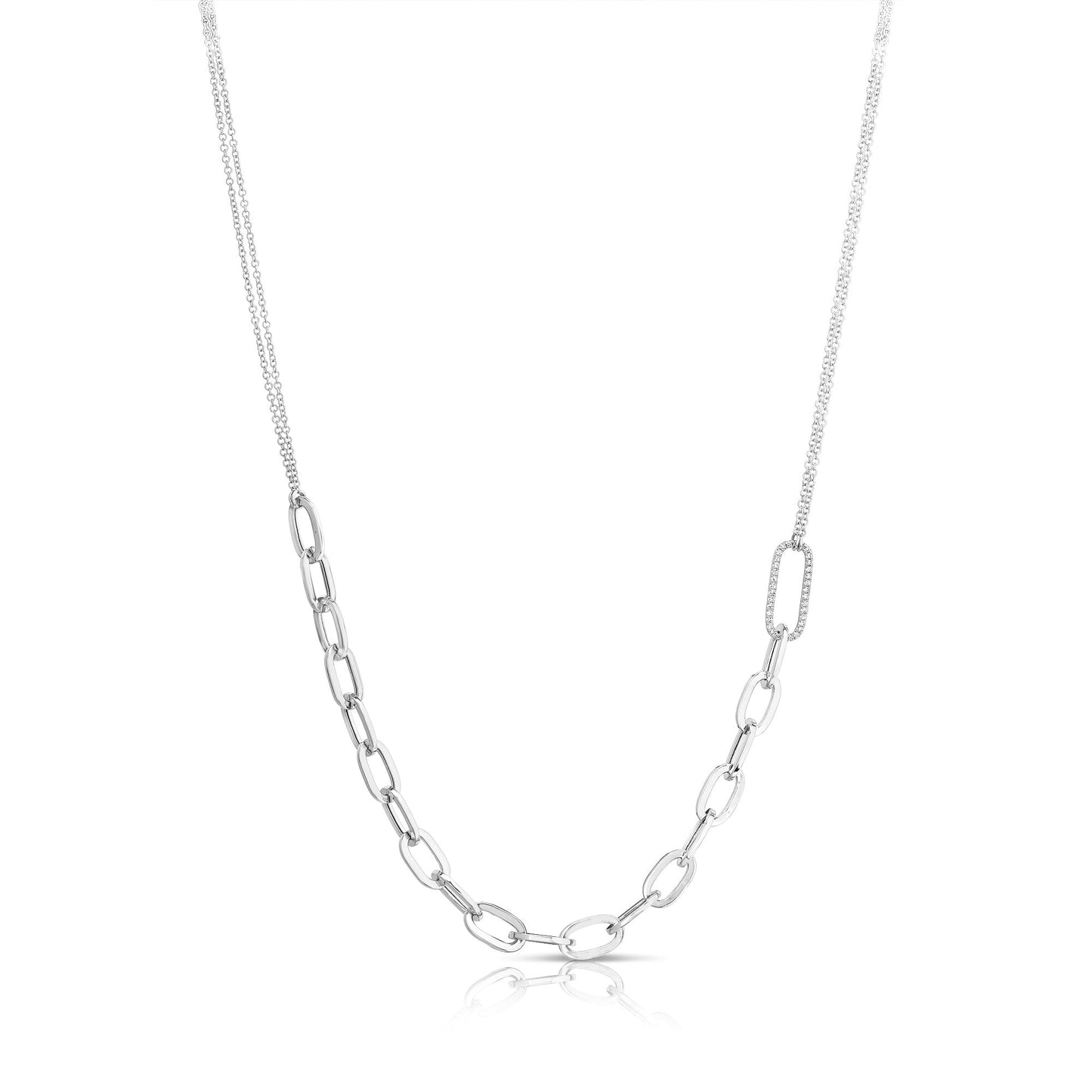 Split Paper Clip Diamond Necklace