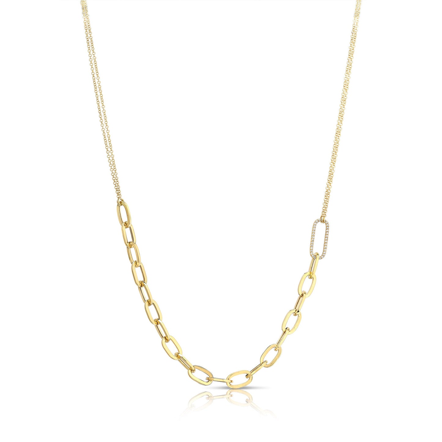 Split Paper Clip Diamond Necklace