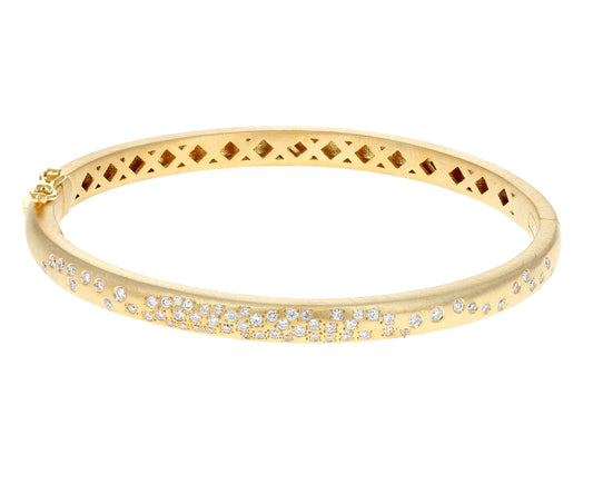 Diamond Accented Gold Bangle Bracelet