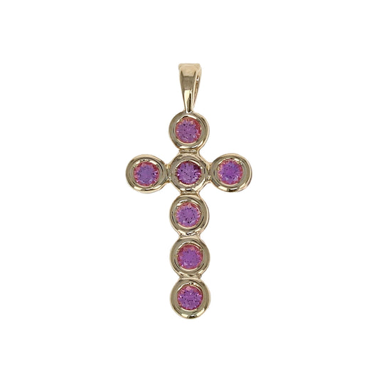 Pink Sapphire Cross Pendant