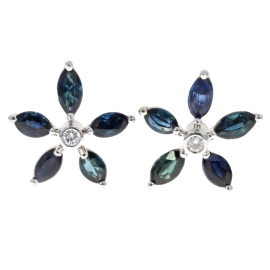 Star Shaped Blue Sapphire Earrings