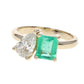 Emerald And Diamond 2-Stone Ring