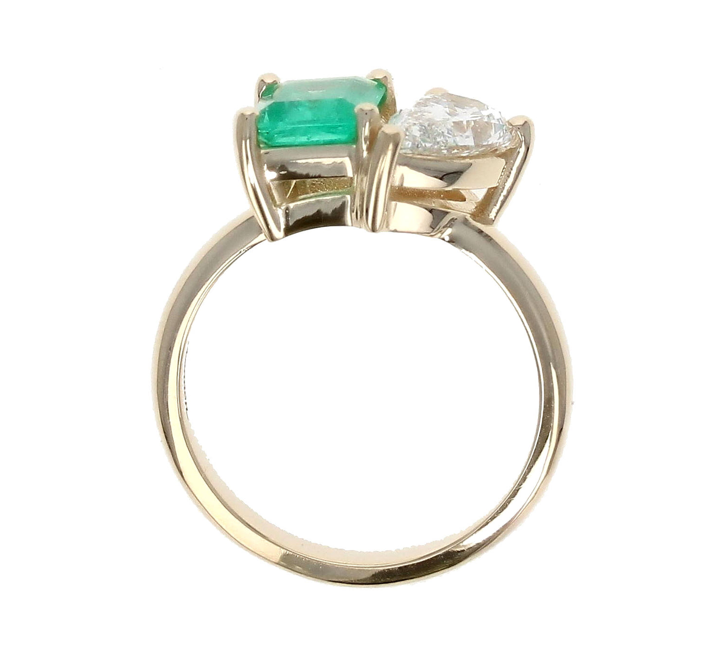 Emerald And Diamond 2-Stone Ring