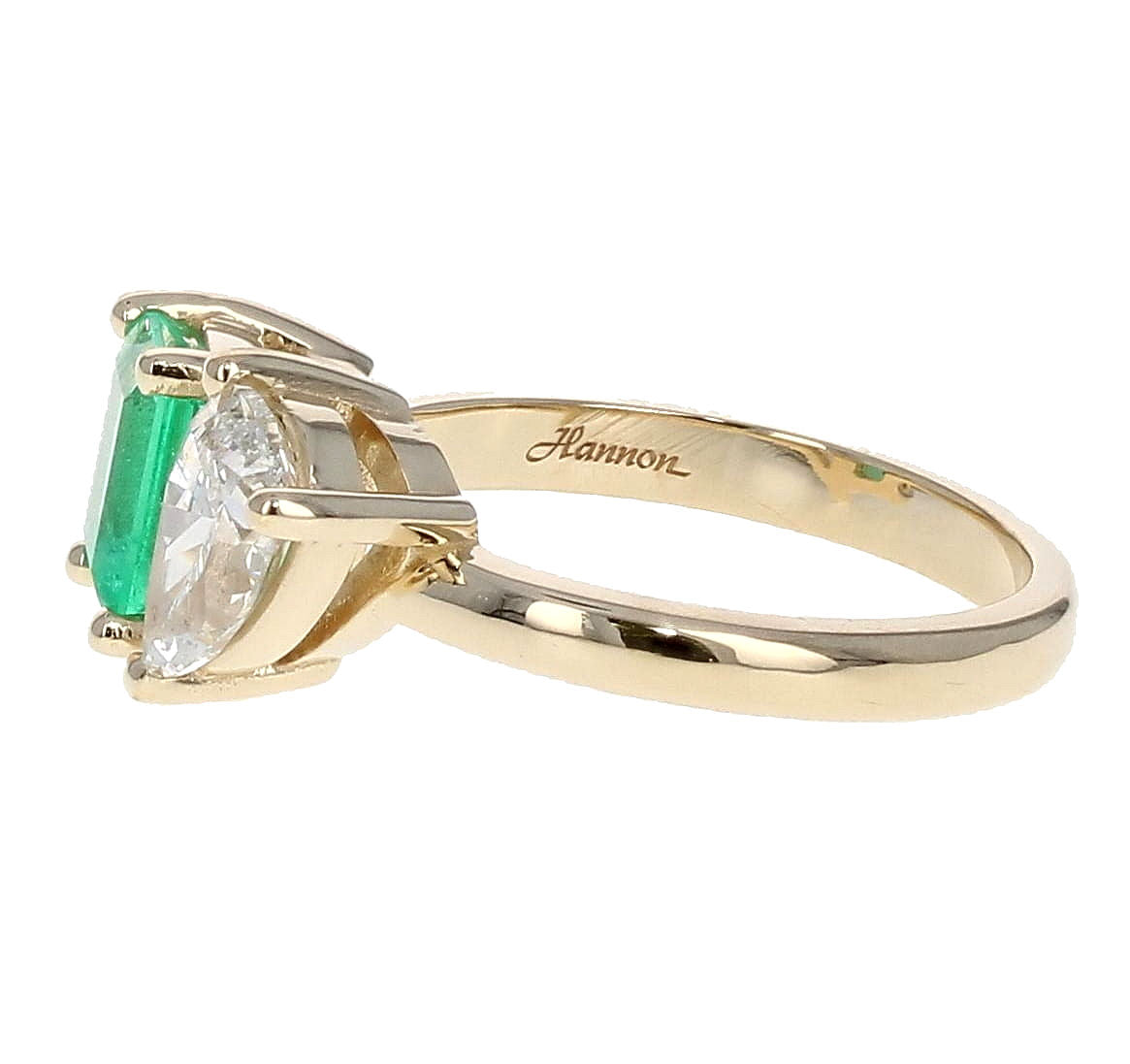 Emerald And Diamond 2-Stone Ring