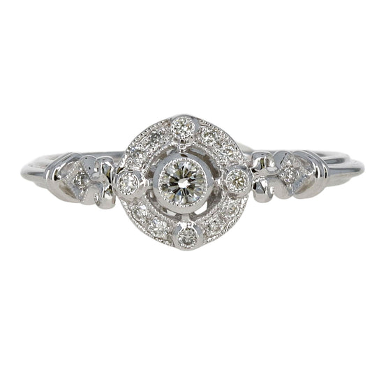 Vintage Style Round Halo Diamond Ring