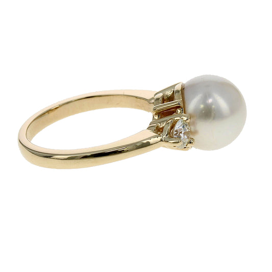 Akoya Pearl and Diamond Ring