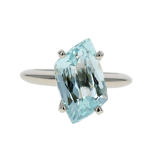 Aquamarine Fancy-Cut Solitaire Ring
