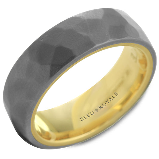 Tantalum and Yellow Gold Hammered Band
