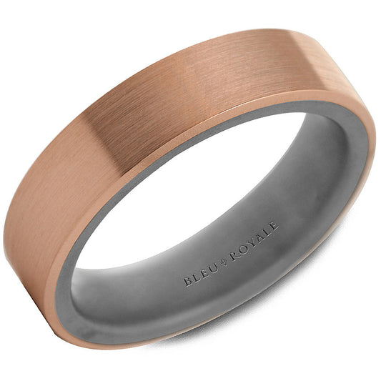 Tantalum and Rose Gold Satin Finish Wedding Band
