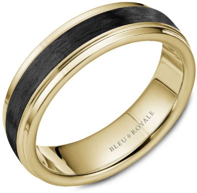 Yellow Gold and Carbon Fiber Wedding Band