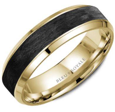 Carbon Fiber and Yellow Gold Wedding Band
