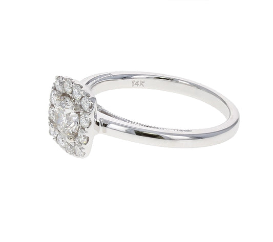 Round and Cushion Halo Engagement Ring