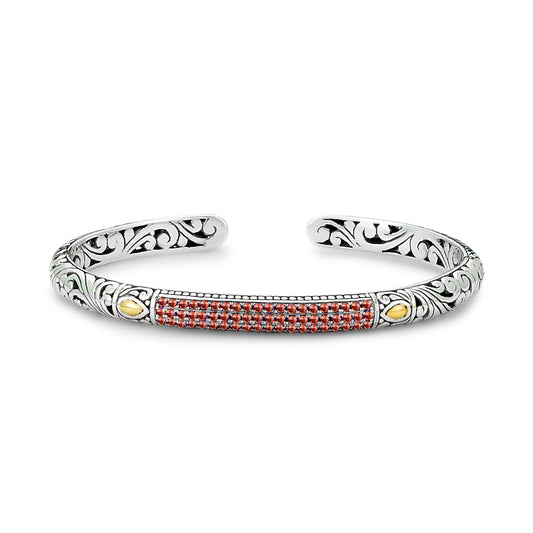Pave Garnet Cuff Bracelet