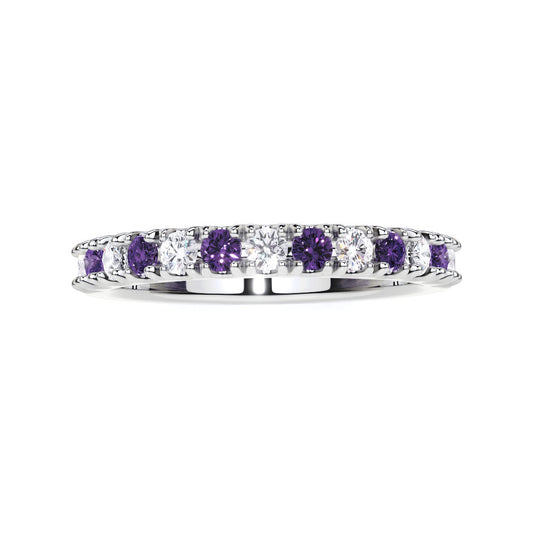 Amethyst and Diamond Band