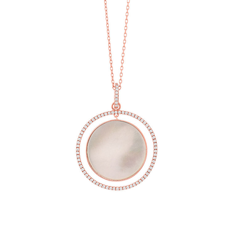 Mother of Pearl and Diamond Halo Pendant