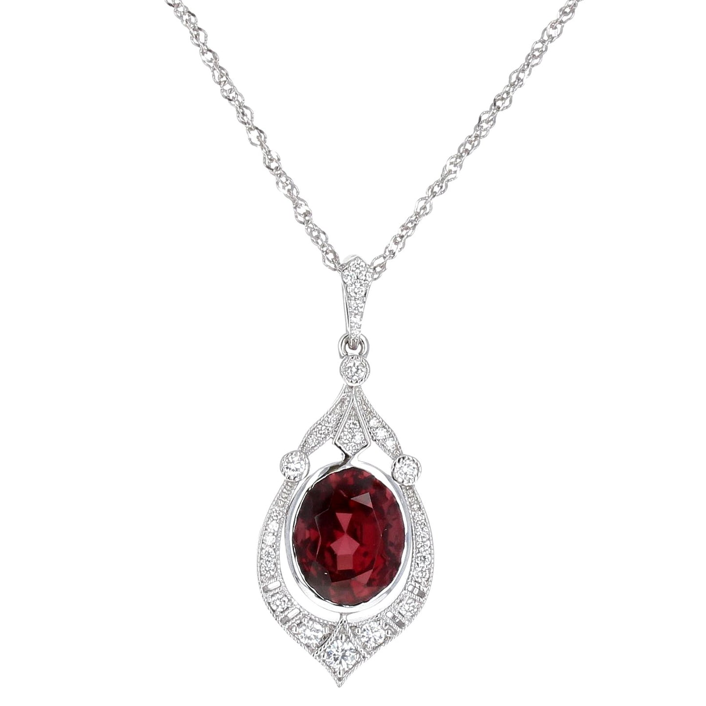 Red Spinel and Diamond Pendant