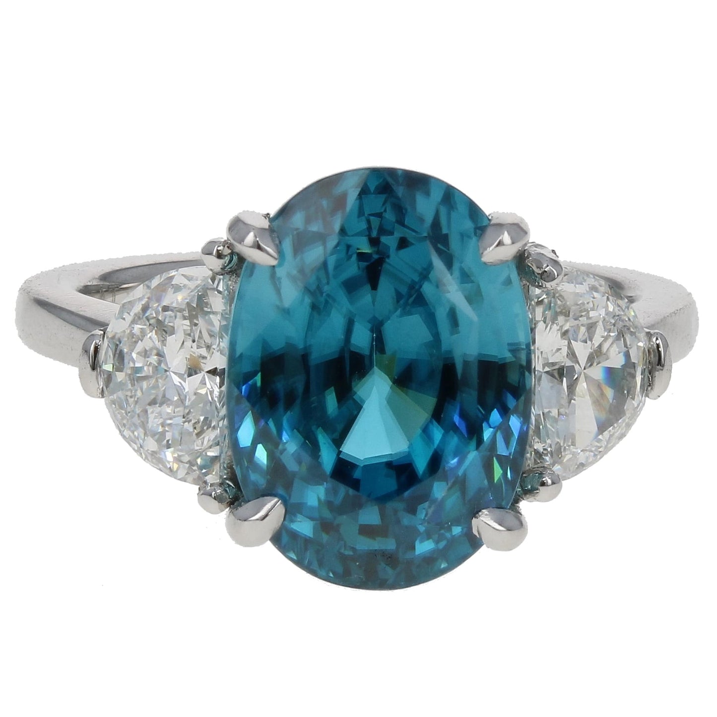 Blue Zircon 3-stone Ring