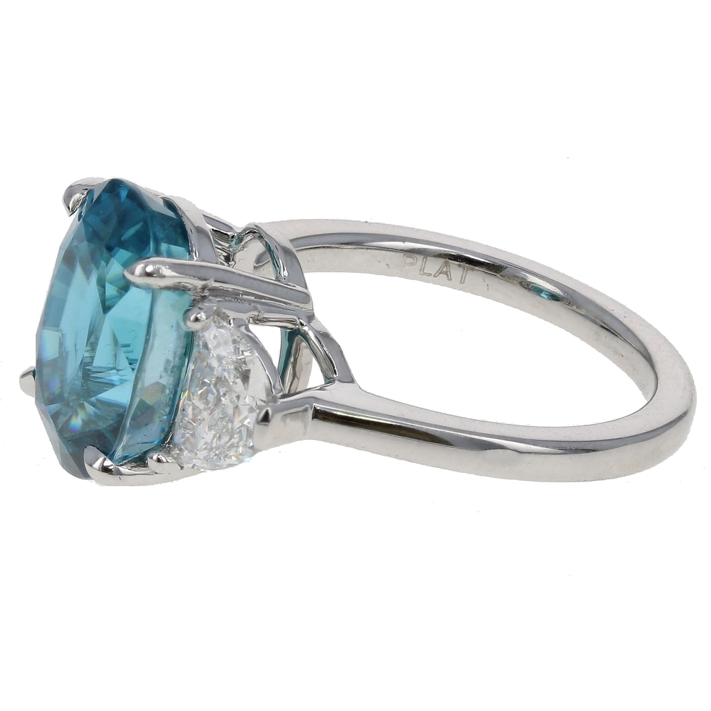 Blue Zircon 3-stone Ring