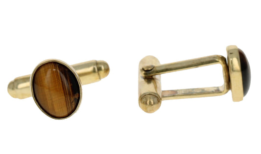 Gold-Plated Sterling Silver & Tiger’s Eye Cufflinks