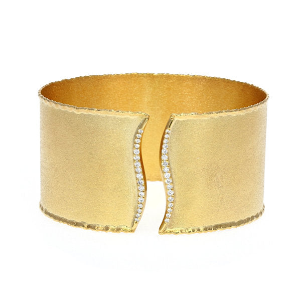 Wave Gold Diamond Cuff Bracelet