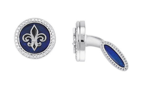 Fleur-de-Lis Blue Enamel Cufflinks