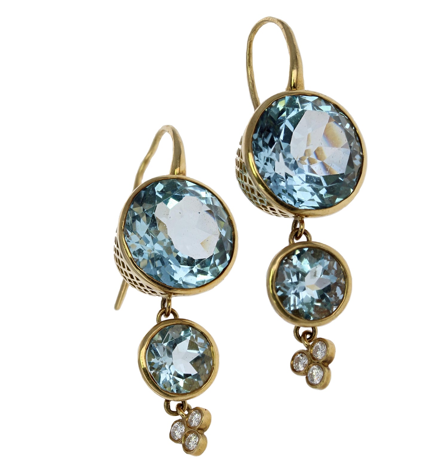 Blue Topaz Diamond Drop Earrings