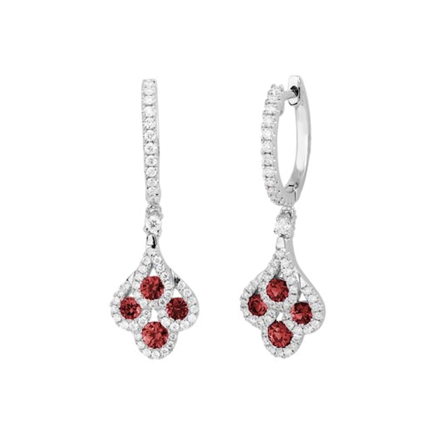 Ruby Diamond Dangling Earrings