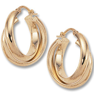 Double Twist Gold Hoop Earrings