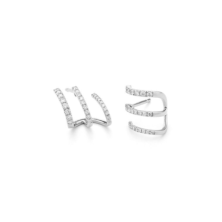 Three Row Diamond  Earrings