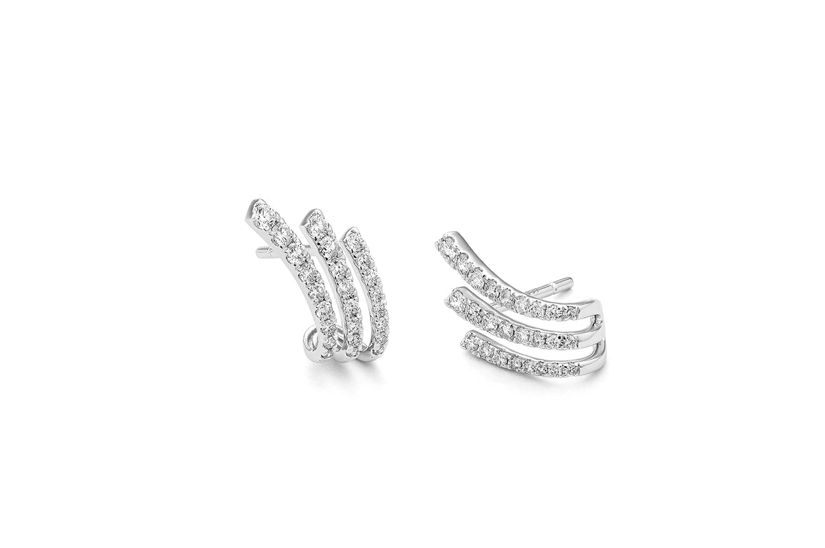 Three Row Diamond Earrings