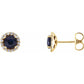 Sapphire and Diamond Halo Stud Earrings