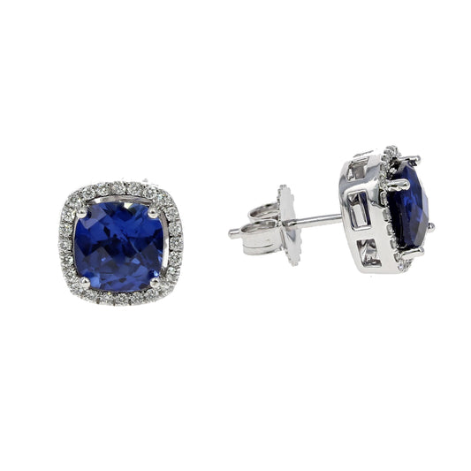 Cushion Sapphire Earrings