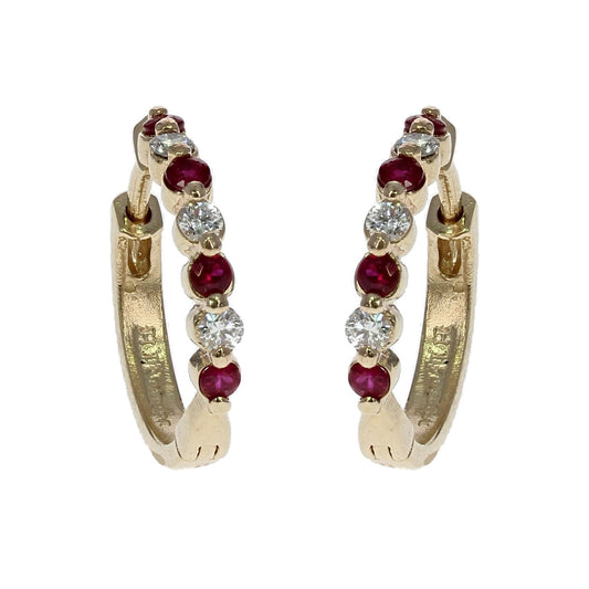 Ruby Diamond Hoop Earrings