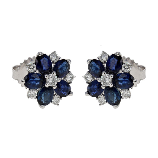 Flower Blue Sapphire Earrings