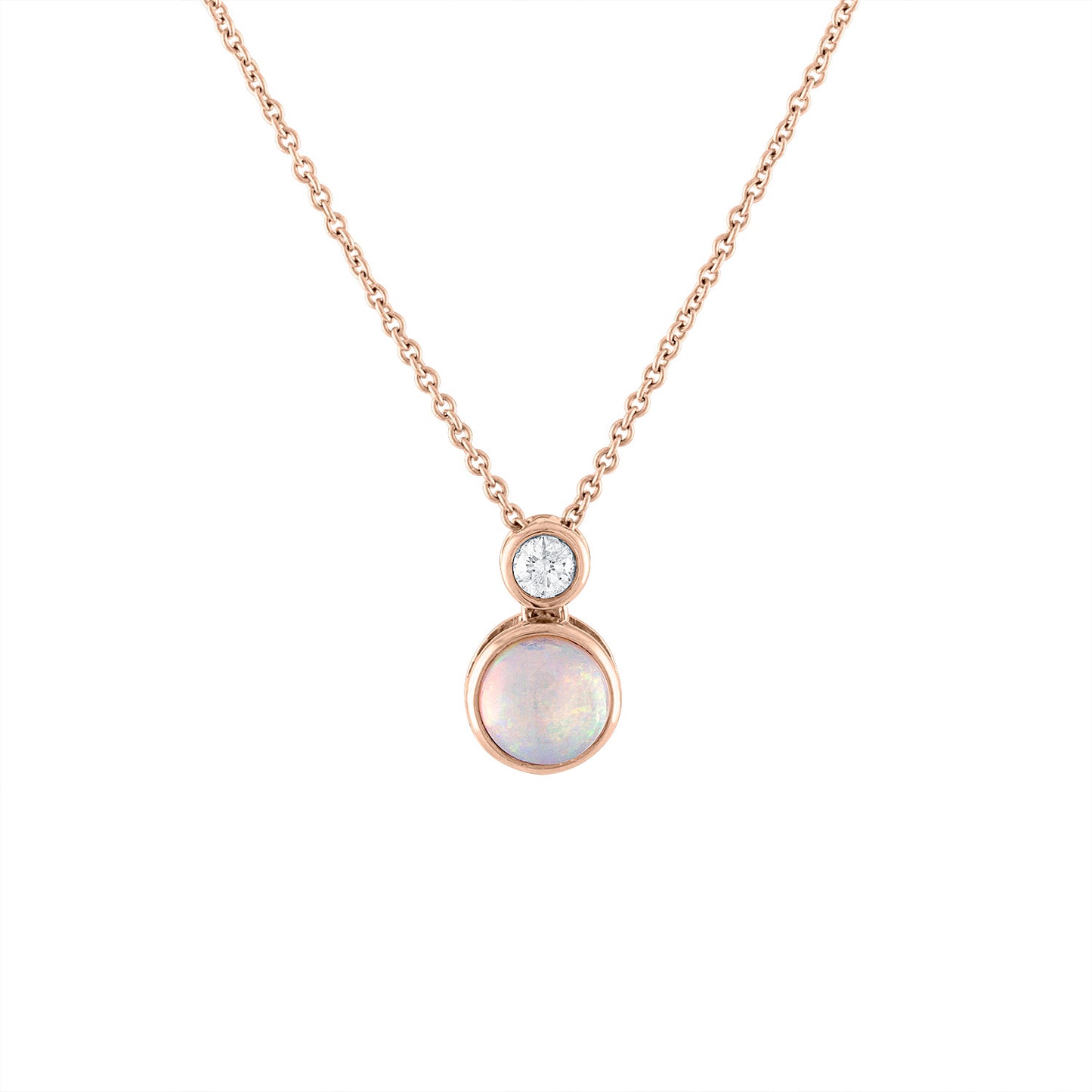 Two Stone Opal Diamond Pendant