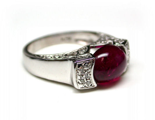 Red Tourmaline and Diamond Ring