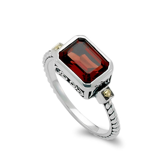 Bali Garnet Rectangle Ring