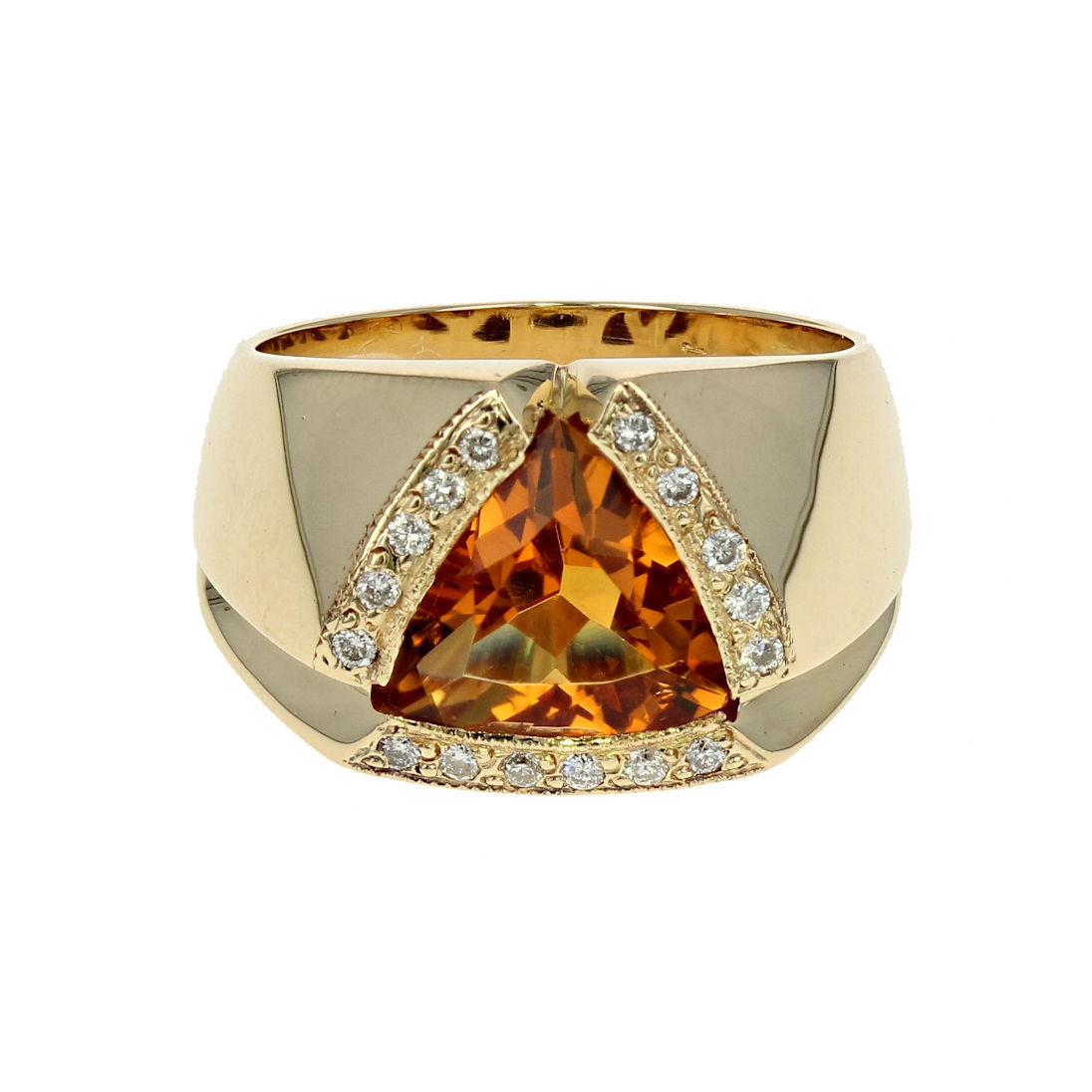 Trillion Citrine Diamond Ring
