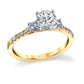Three Stone Yellow Engagement Ring