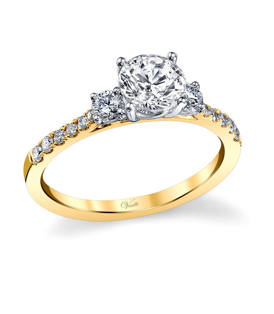 Three Stone Yellow Engagement Ring