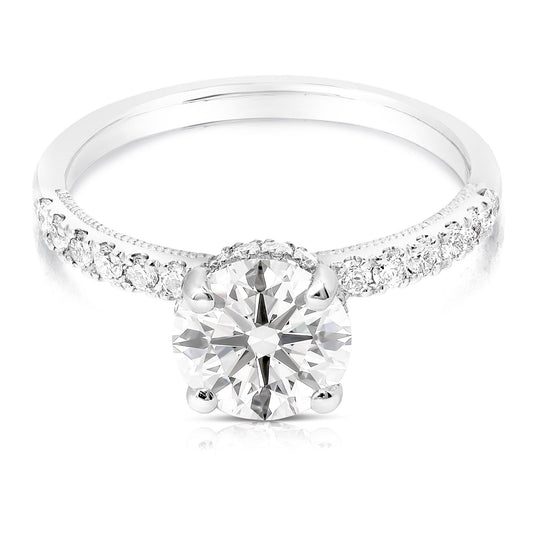 Round Hidden Halo Engagement Ring