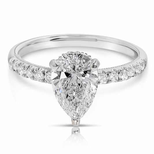 Hidden Halo Pear Shape Engagement Ring