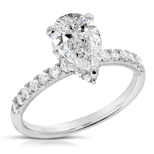 Hidden Halo Pear Shape Engagement Ring