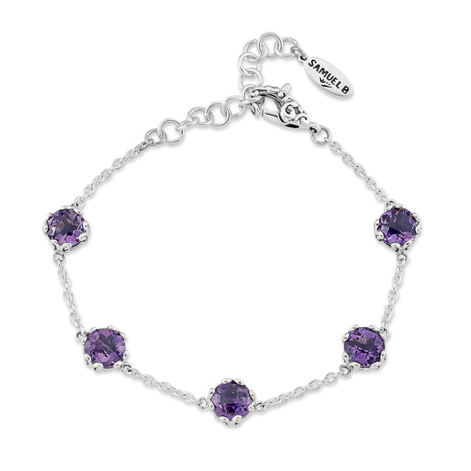 Bali Amethyst Link Station Bracelet