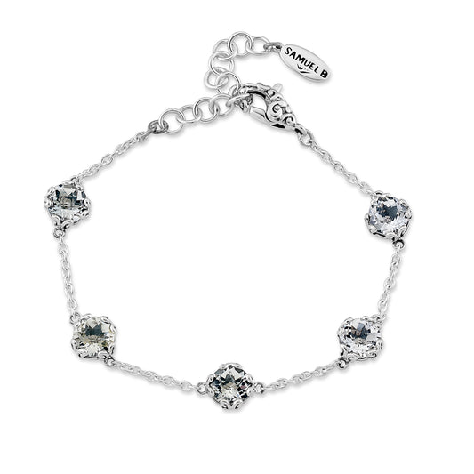 Bali White Topaz Link Station Bracelet