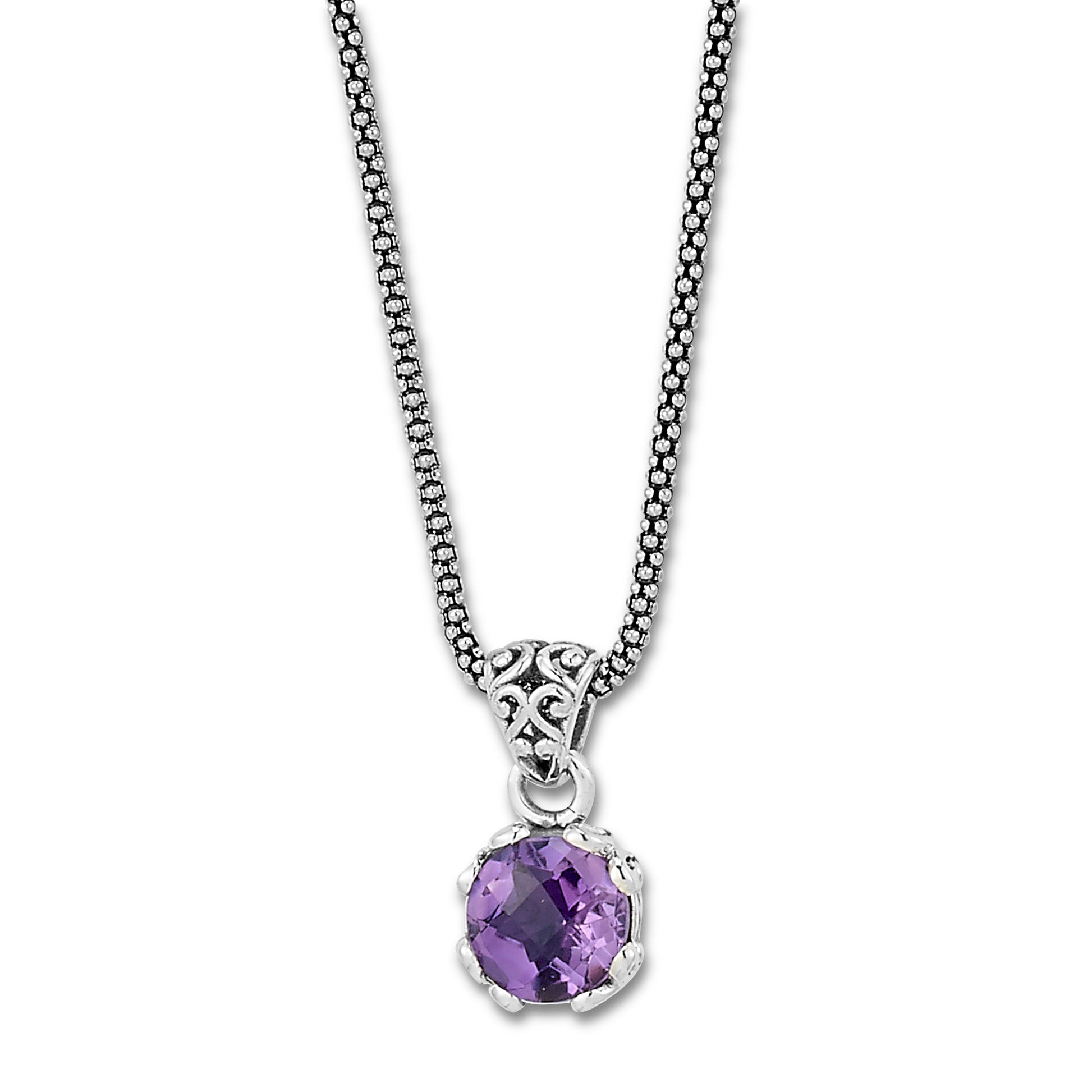Amethyst Flower Necklace - Sterling Silver, Indonesia