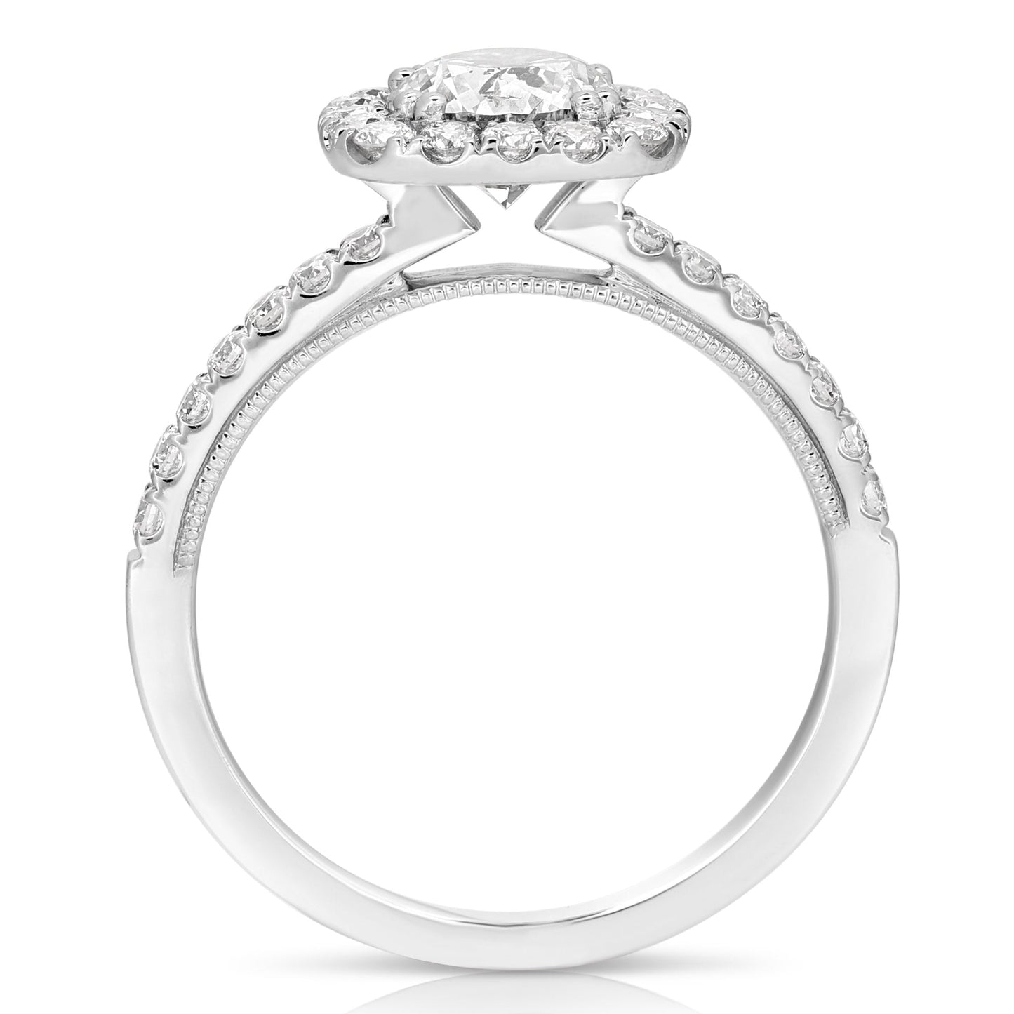2 1/2 Ct Total Weight Cushion Halo Lab Grown Engagement Ring