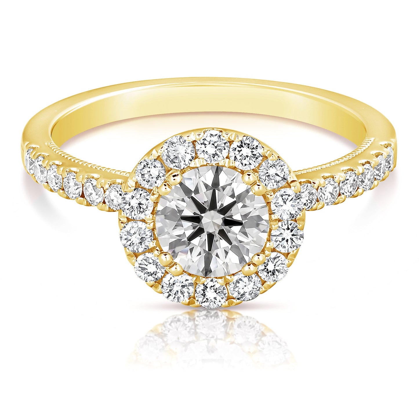2 1/2 Ct Total Weight Round Lab Grown Halo Engagement Ring