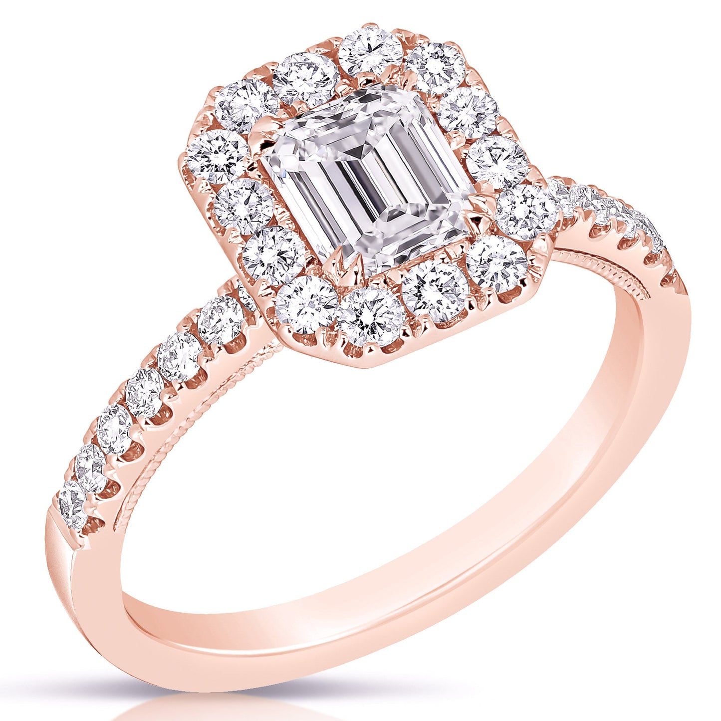 3/4 Ct Emerald Cut Complete Engagement Ring