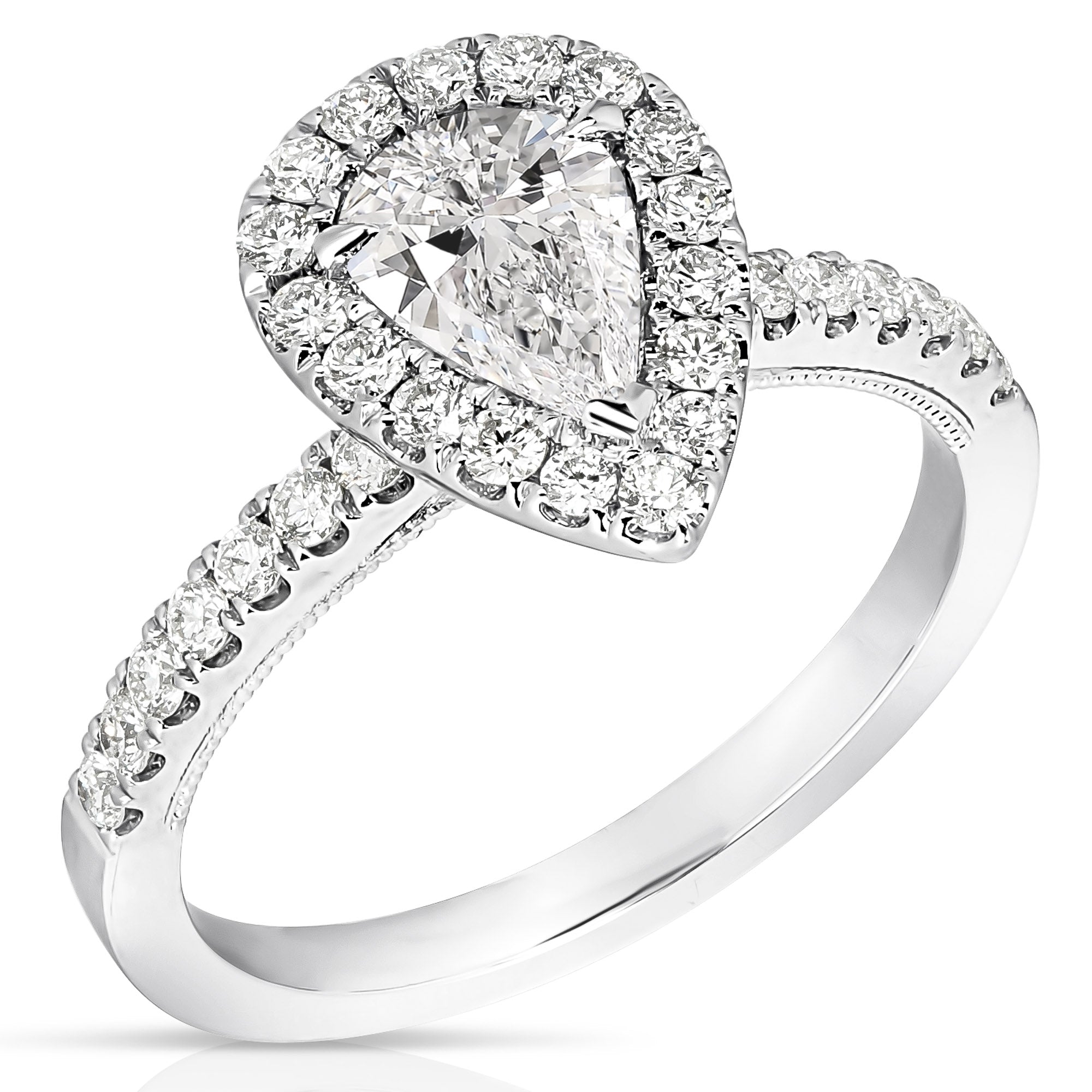 Antique Edwardian Old Pear Cut Diamond Ring 5.54ct in Platinum - Pear, Old  & Baguette Cut, Channel & Claw Set | Pragnell